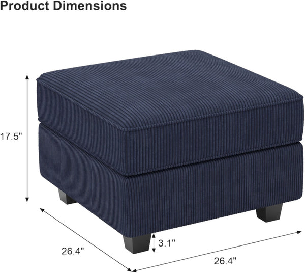 HomeRoots 26" Chic Storage Ottoman with Button-Tufted Top, Durable Wood Feet, Perfect for Modern Living Spaces Corduroy Green 714342