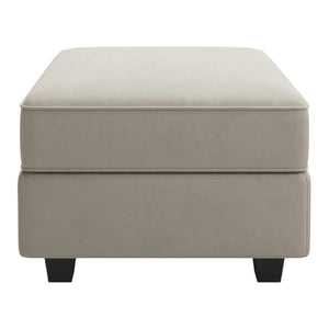 HomeRoots 26" Chic Storage Ottoman with Button-Tufted Top, Durable Wood Feet, Perfect for Modern Living Spaces Velvet Black 714344