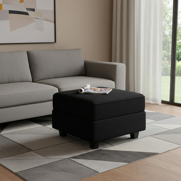 HomeRoots 26" Green and Black Microsuede Storage Ottoman - Stylish Seating, Hidden Storage & Modern Design 714345