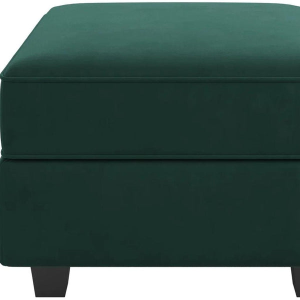 HomeRoots 26" Stylish Blue and Black Microsuede Storage Ottoman – Versatile Seating with Hidden Storage Space 714346