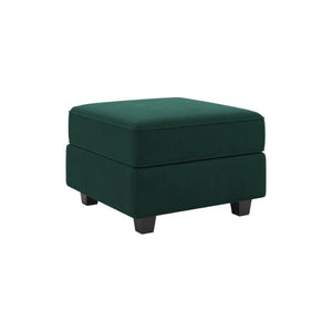 HomeRoots 26" Stylish Blue and Black Microsuede Storage Ottoman – Versatile Seating with Hidden Storage Space 714346