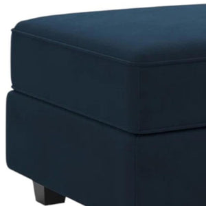 HomeRoots 30" Blue Velvet Storage Ottoman - Elegant Footrest with Lift-Top Design for Stylish Living Spaces 714347