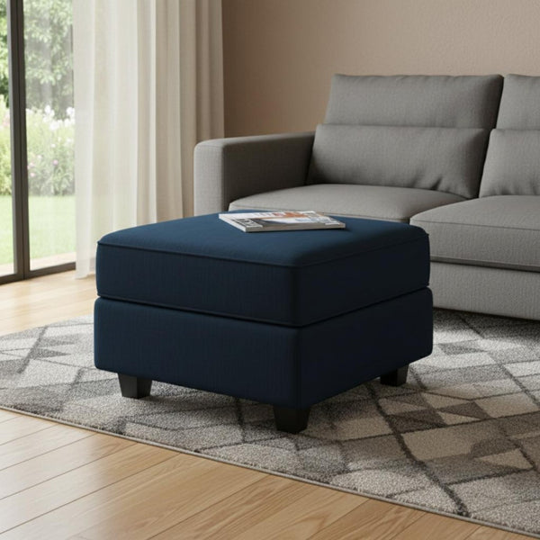 HomeRoots 30" Blue Velvet Storage Ottoman - Elegant Footrest with Lift-Top Design for Stylish Living Spaces 714347
