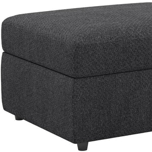 HomeRoots 26" Elegant Beige and Black Velvet Tufted Storage Ottoman - Stylish Seating & Hidden Storage Solution 714349
