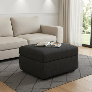 HomeRoots 26" Elegant Beige and Black Velvet Tufted Storage Ottoman - Stylish Seating & Hidden Storage Solution 714349