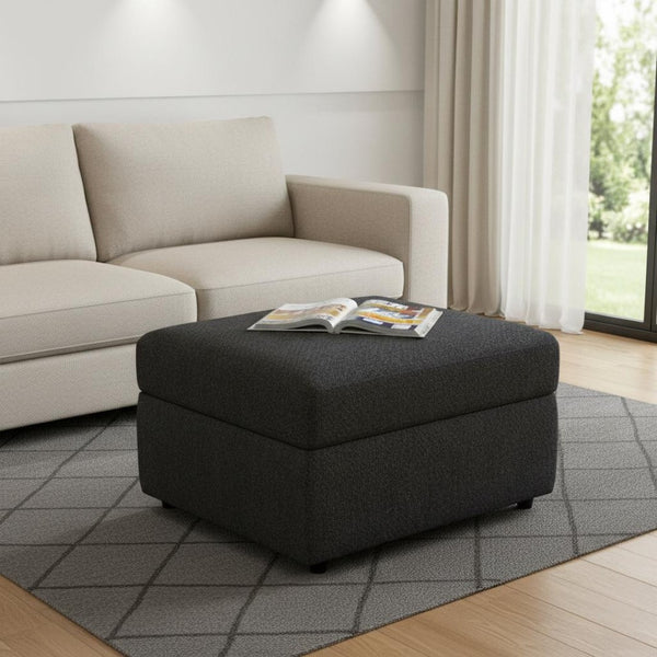HomeRoots 26" Elegant Beige and Black Velvet Tufted Storage Ottoman - Stylish Seating & Hidden Storage Solution 714349