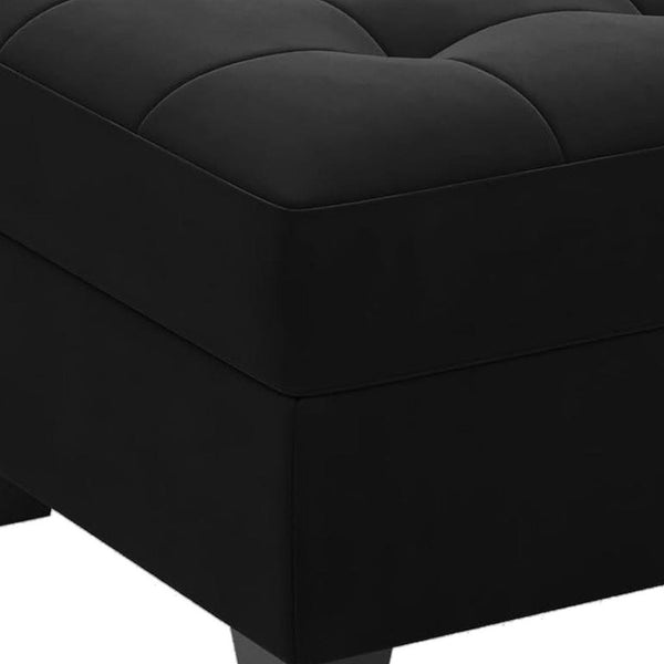 HomeRoots 26" Elegant Green and Black Velvet Tufted Storage Ottoman - Stylish Seating and Hidden Storage Solution 714351