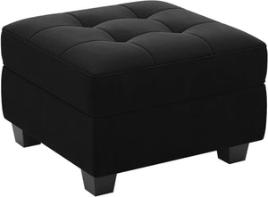 HomeRoots 26" Elegant Green and Black Velvet Tufted Storage Ottoman - Stylish Seating and Hidden Storage Solution 714351