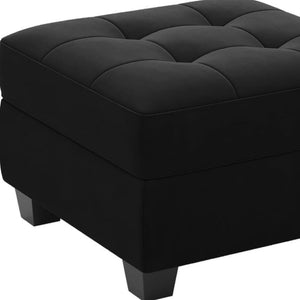 HomeRoots 26" Elegant Green and Black Velvet Tufted Storage Ottoman - Stylish Seating and Hidden Storage Solution 714351