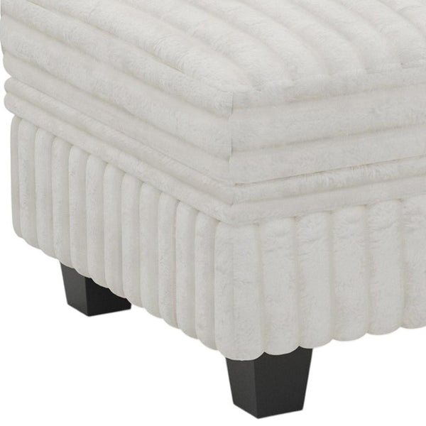 HomeRoots 30" Black Faux Fur Storage Ottoman - Plush, Stylish & Versatile Seating with Hidden Storage Solution! 714353