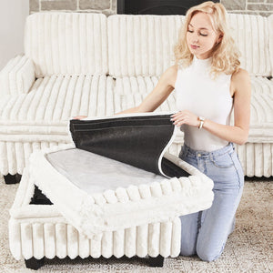 HomeRoots 30" Black Faux Fur Storage Ottoman - Plush, Stylish & Versatile Seating with Hidden Storage Solution! 714353