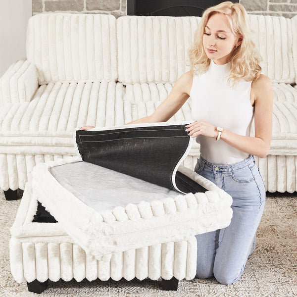 HomeRoots 30" Black Faux Fur Storage Ottoman - Plush, Stylish & Versatile Seating with Hidden Storage Solution! 714353