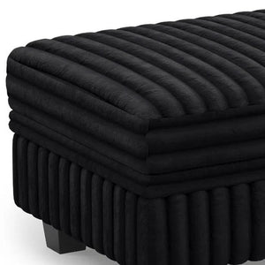 HomeRoots 30" Luxe Brown and Black Faux Fur Storage Ottoman - Cozy Multi-Purpose Seat with Hidden Storage 714354