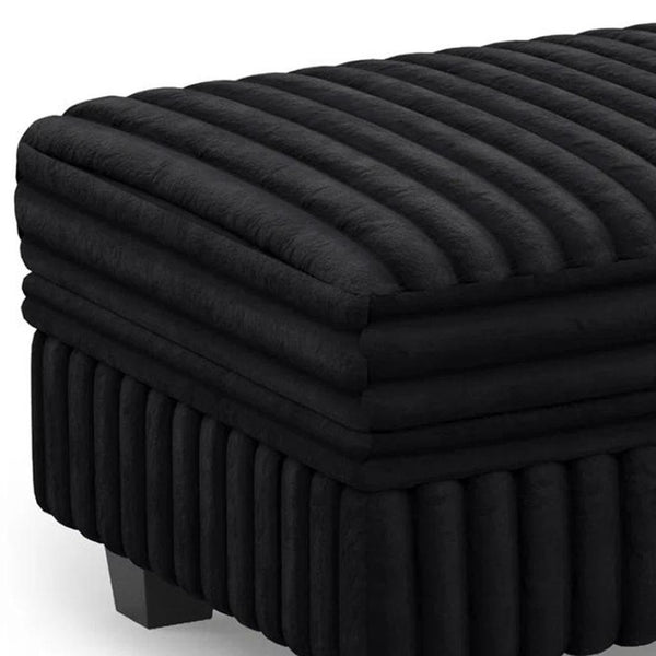 HomeRoots 30" Luxe Brown and Black Faux Fur Storage Ottoman - Cozy Multi-Purpose Seat with Hidden Storage 714354