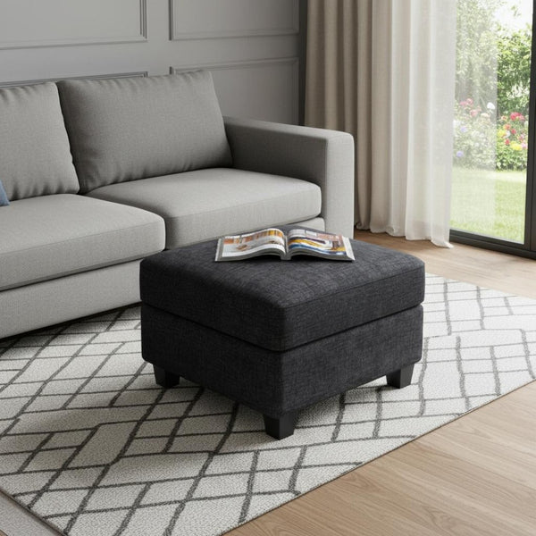 HomeRoots 26" Versatile Light Gray Chenille Storage Ottoman - Stylish Seating, Hidden Storage, Modern Design 714356