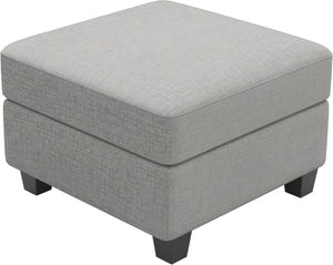 HomeRoots 26" Versatile Beige and Black Chenille Storage Ottoman - Stylish Seating, Hidden Storage & Comfort 714357