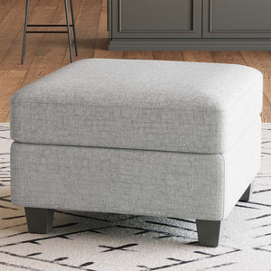 HomeRoots 26" Versatile Beige and Black Chenille Storage Ottoman - Stylish Seating, Hidden Storage & Comfort 714357