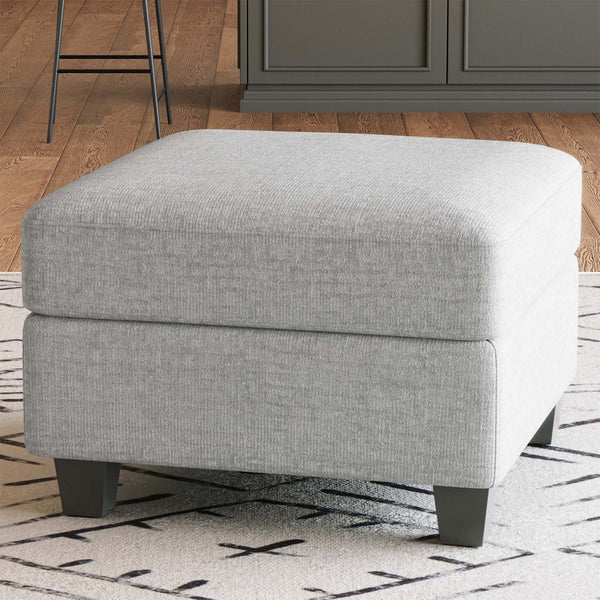 HomeRoots 26" Versatile Beige and Black Chenille Storage Ottoman - Stylish Seating, Hidden Storage & Comfort 714357