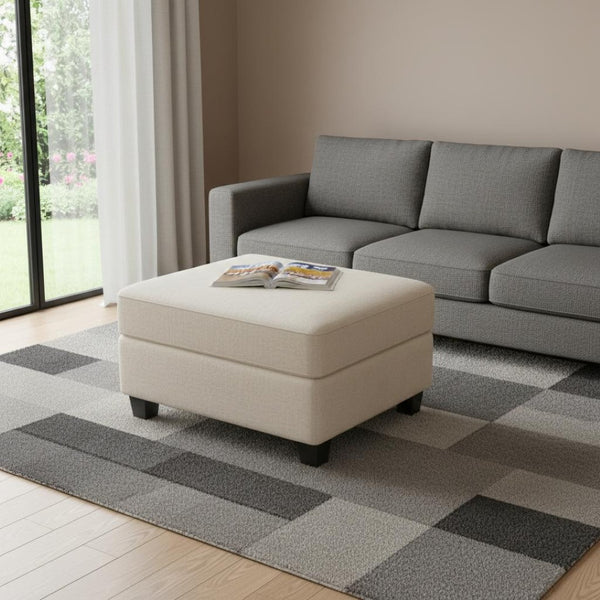 HomeRoots 30" Beige Chenille Storage Ottoman – Stylish Multi-Functional Seating, Footrest & Hidden Storage Solution! 714358