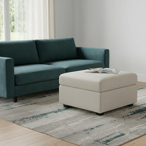 HomeRoots 30" Versatile Light Gray Chenille Storage Ottoman - Stylish, Functional Seating & Clutter Solution! 714359
