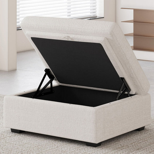 HomeRoots 30" Versatile Light Gray Chenille Storage Ottoman - Stylish, Functional Seating & Clutter Solution! 714359