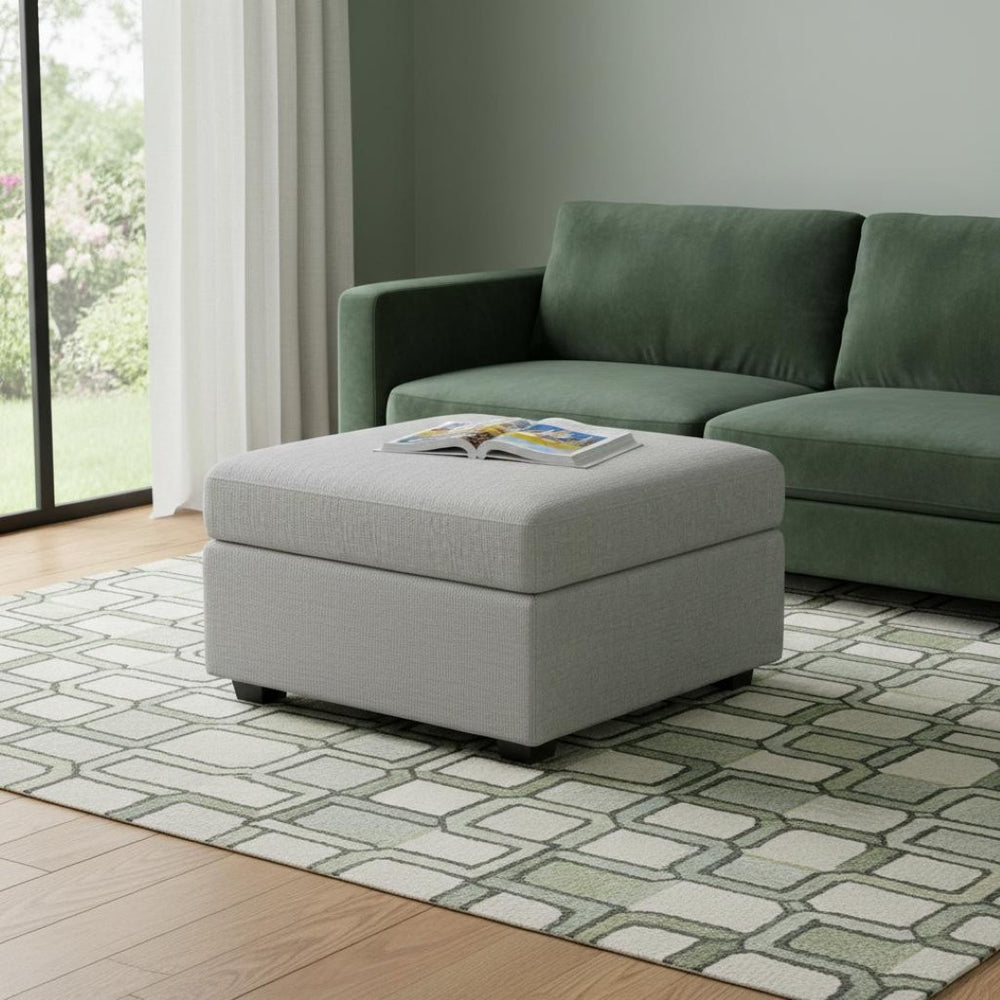 HomeRoots 30" Gray Chenille Storage Ottoman - Stylish Multi-Function Seating & Footrest with Hidden Compartment 714360