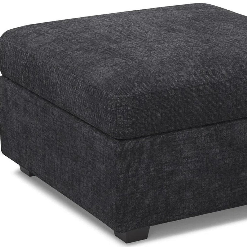 HomeRoots 30" Stylish Gray Corduroy Storage Ottoman with Black Legs - Versatile Seating, Footrest & Tabletop 714361
