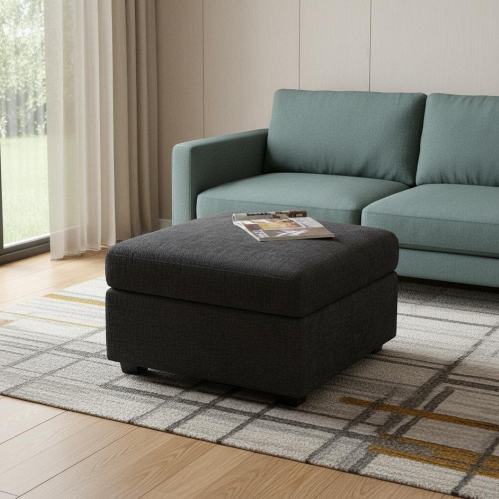 HomeRoots 30" Stylish Gray Corduroy Storage Ottoman with Black Legs - Versatile Seating, Footrest & Tabletop 714361