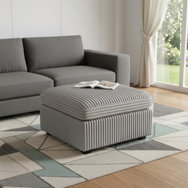 HomeRoots 30" Stylish Green and Black Corduroy Storage Ottoman - Comfortable Seating with Hidden Storage Solution 714362