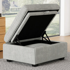 HomeRoots 30" Stylish Green and Black Corduroy Storage Ottoman - Comfortable Seating with Hidden Storage Solution 714362