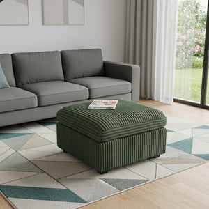 HomeRoots 30" Black Corduroy Storage Ottoman - Versatile Seat, Footrest & Hidden Storage for Modern Spaces 714363