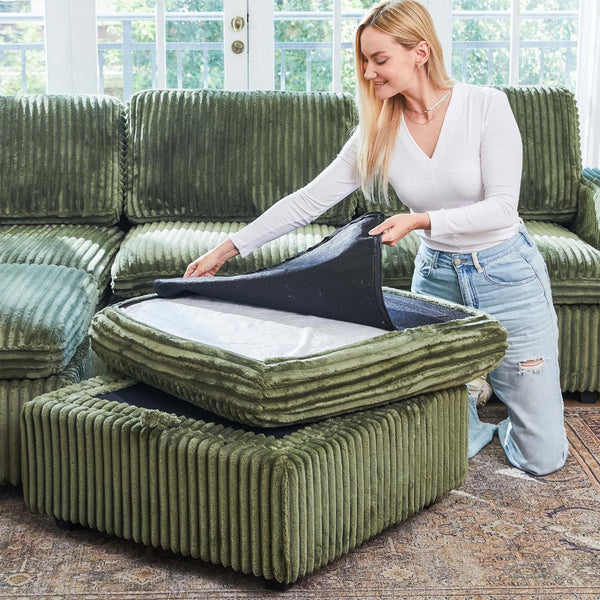 HomeRoots 30" Black Corduroy Storage Ottoman - Versatile Seat, Footrest & Hidden Storage for Modern Spaces 714363