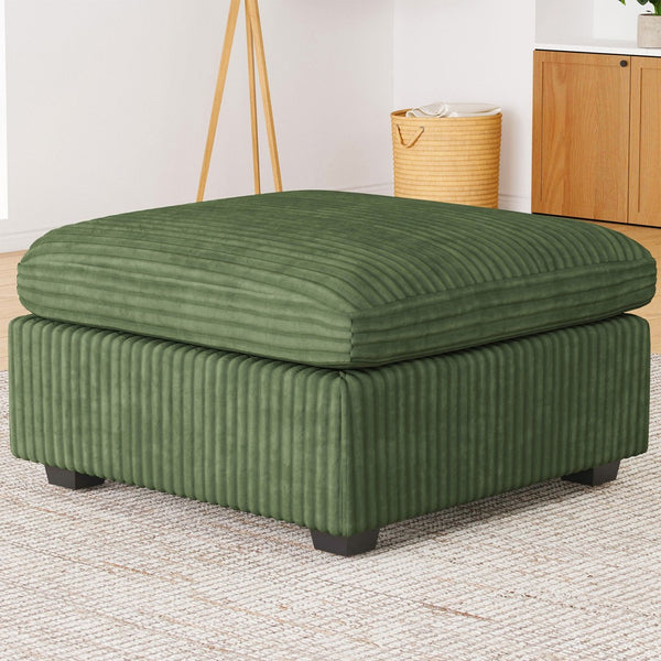 HomeRoots 30" Black Corduroy Storage Ottoman - Versatile Seat, Footrest & Hidden Storage for Modern Spaces 714363