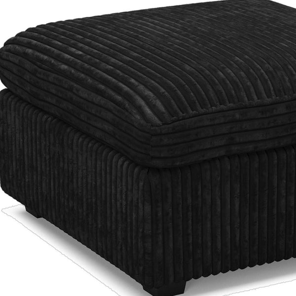 HomeRoots 30" Beige and Black Chenille Storage Ottoman - Versatile Footrest, Extra Seating, and Hidden Storage Solution 714364