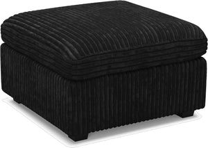 HomeRoots 30" Beige and Black Chenille Storage Ottoman - Versatile Footrest, Extra Seating, and Hidden Storage Solution 714364