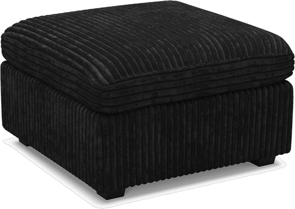 HomeRoots 30" Beige and Black Chenille Storage Ottoman - Versatile Footrest, Extra Seating, and Hidden Storage Solution 714364
