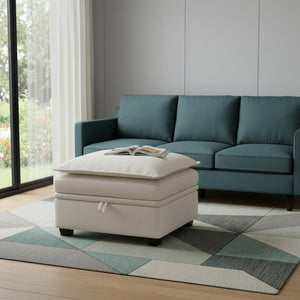 HomeRoots 30" Green and Black Chenille Storage Ottoman - Chic, Multi-Functional Piece with Hidden Storage Solutions 714365
