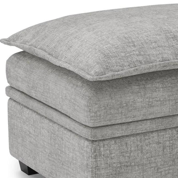 HomeRoots 30" Gray Chenille Storage Ottoman - Versatile Footrest & Extra Seating with Modern Black Legs 714367