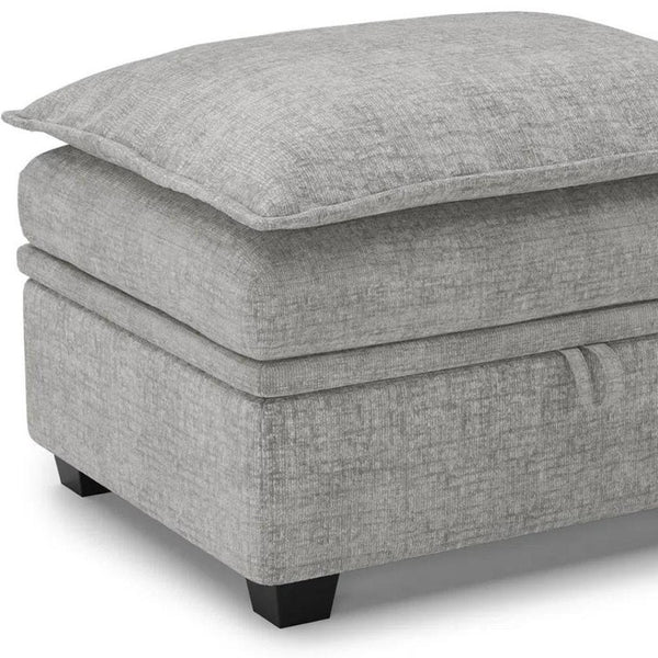 HomeRoots 30" Gray Chenille Storage Ottoman - Versatile Footrest & Extra Seating with Modern Black Legs 714367