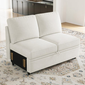 HomeRoots 46" Modern Loveseat with Hidden Storage - Stylish, Versatile Accent for Living Rooms and Small Spaces Chenille Light Gray 714369
