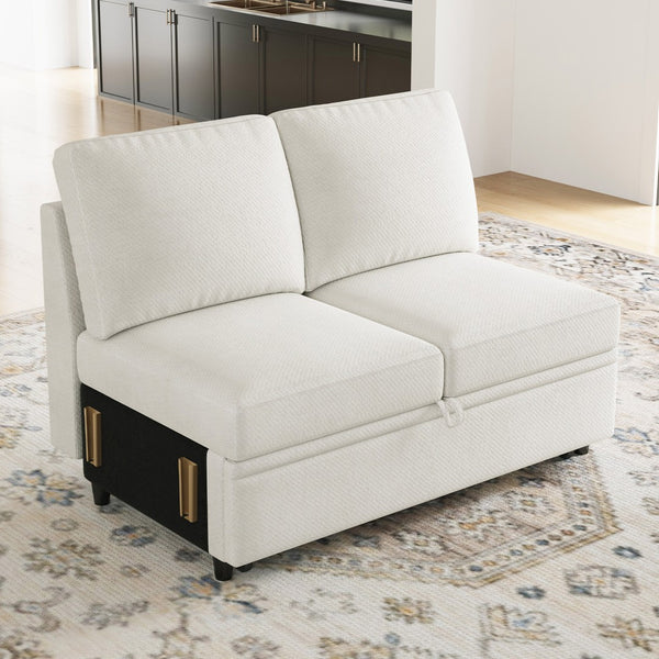 HomeRoots 46" Modern Loveseat with Hidden Storage - Stylish, Versatile Accent for Living Rooms and Small Spaces Chenille Light Gray 714369