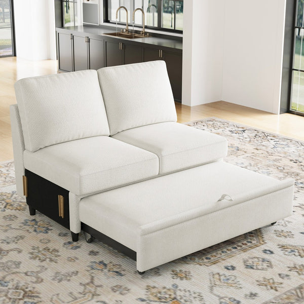 HomeRoots 46" Modern Loveseat with Hidden Storage - Stylish, Versatile Accent for Living Rooms and Small Spaces Chenille Light Gray 714369
