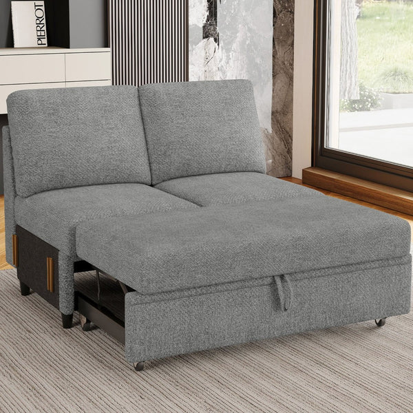 HomeRoots 46" Modern Loveseat with Hidden Storage - Stylish, Versatile Accent for Living Rooms and Small Spaces Chenille Dark Gray 714370