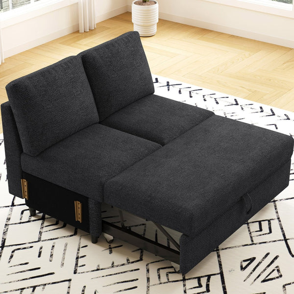 HomeRoots 29" Stylish Beige and Black Chenille Storage Ottoman with Hidden Compartment for Modern Living Spaces 714371