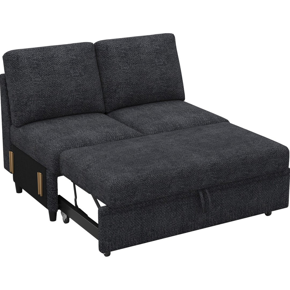 HomeRoots 29" Stylish Beige and Black Chenille Storage Ottoman with Hidden Compartment for Modern Living Spaces 714371