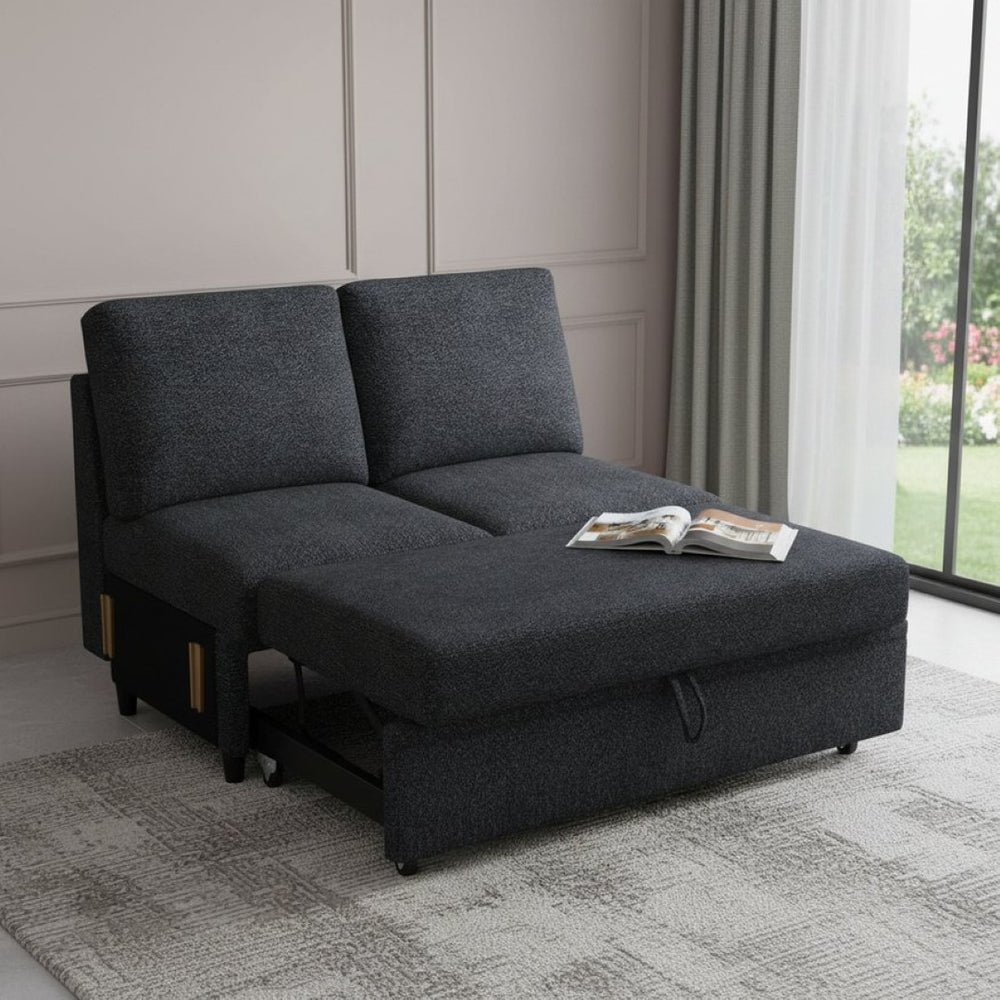 HomeRoots 29" Stylish Beige and Black Chenille Storage Ottoman with Hidden Compartment for Modern Living Spaces 714371