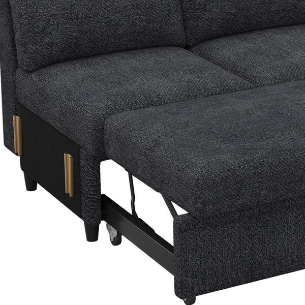 HomeRoots 29" Stylish Beige and Black Chenille Storage Ottoman with Hidden Compartment for Modern Living Spaces 714371