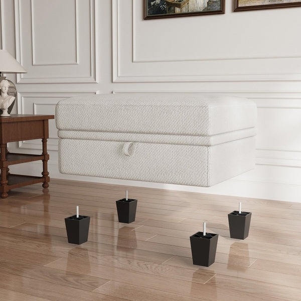 HomeRoots 29" Light Gray Chenille Storage Ottoman - Multi-Functional Seating & Hidden Storage for Modern Spaces 714372