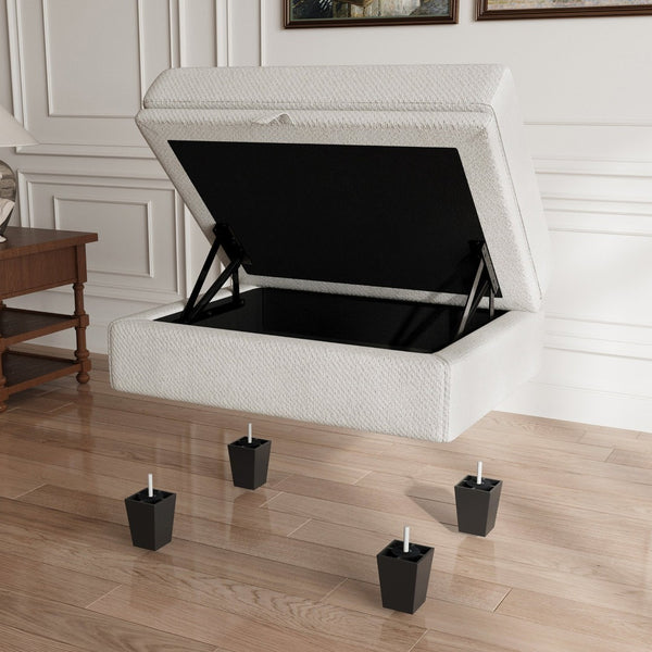 HomeRoots 29" Light Gray Chenille Storage Ottoman - Multi-Functional Seating & Hidden Storage for Modern Spaces 714372