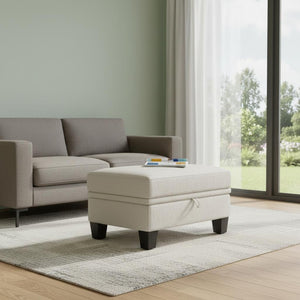 HomeRoots 29" Light Gray Chenille Storage Ottoman - Multi-Functional Seating & Hidden Storage for Modern Spaces 714372